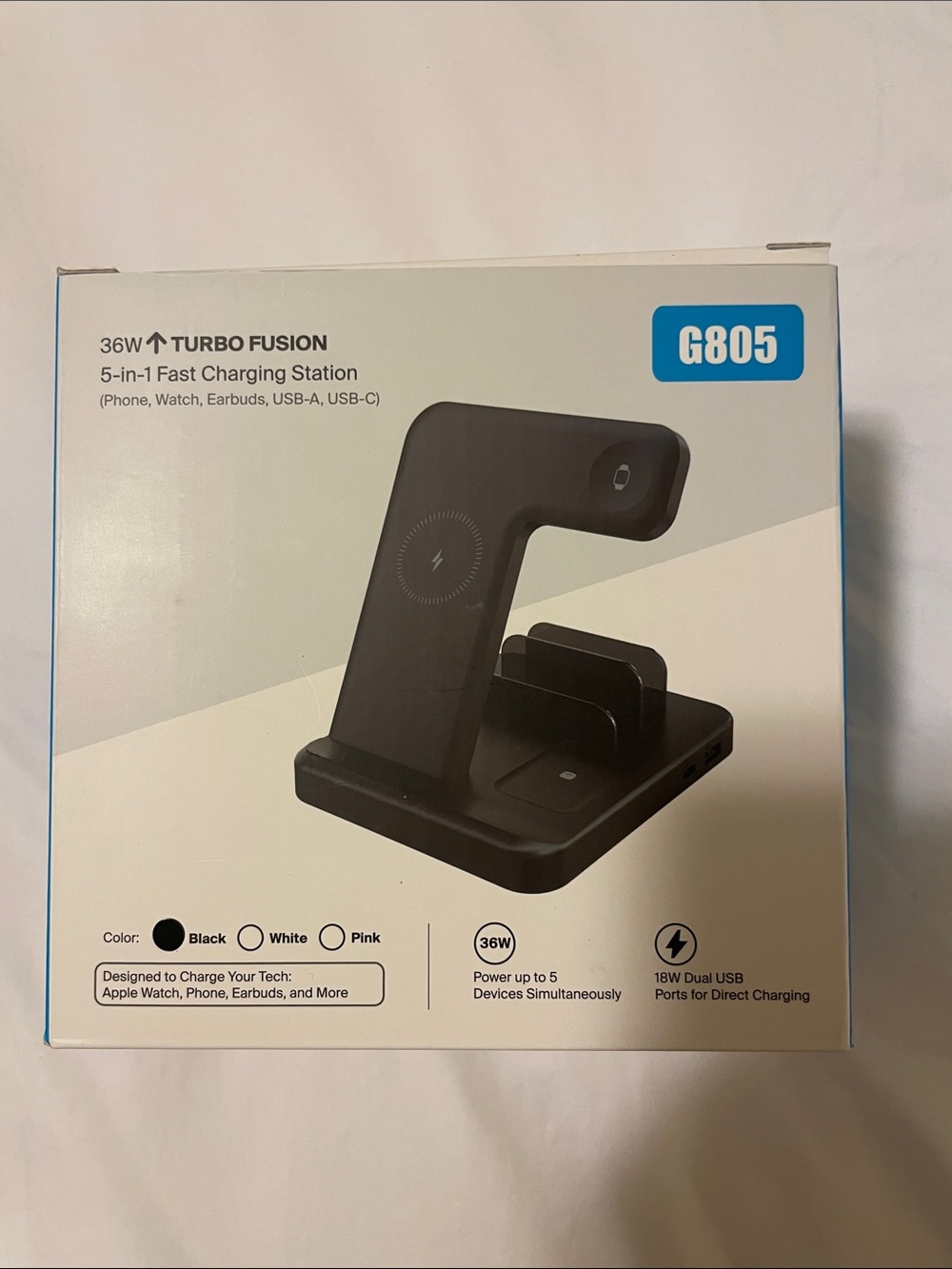 36W Turbo Fusion G805 5-in-1 Fast Charging Station - Black